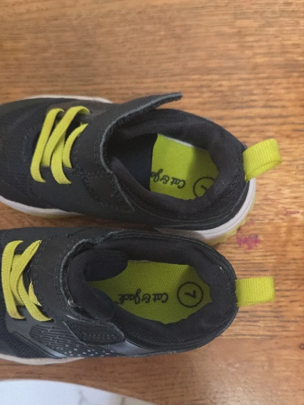 Cat & Jack Black Sneakers with Neon Yellow Accents